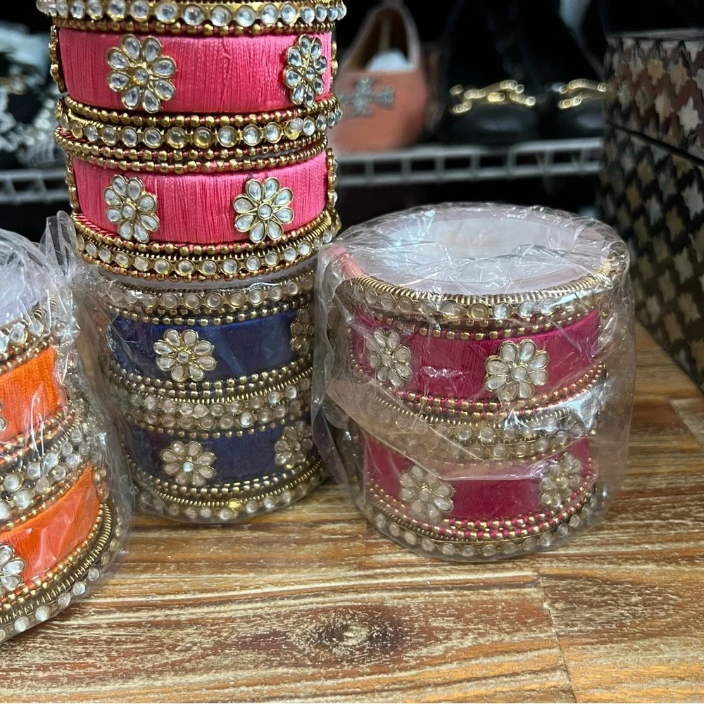 Thread and Rhinestone Bangles - Picture 2 of 6